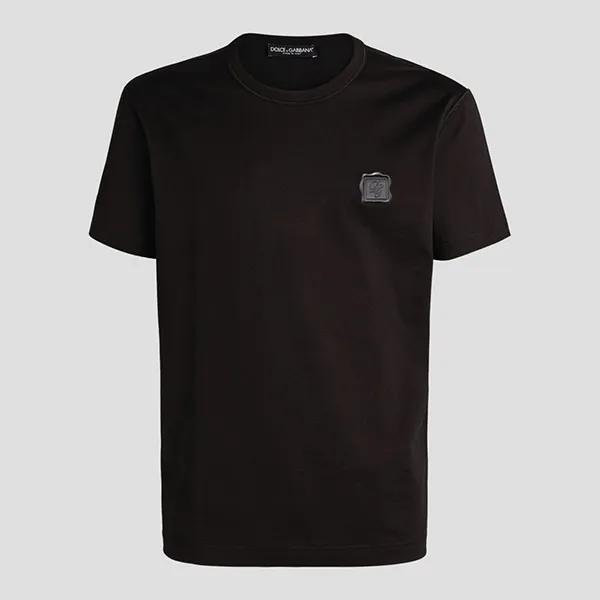 Áo Phông Nam Dolce & Gabbana D&G Black With Logo Embroidered Tshirt G8KC0Z G7VLC N0000 Màu Đen