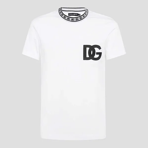 Áo Phông Nam Dolce & Gabbana D&G White With Logo DG Round-Neck Printed Tshirt G8PJ4Z HU7MA W0800 Màu Trắng