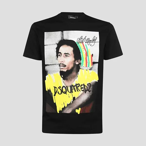 Áo Phông Nam Dsquared2 Tshirt Black With Bob Marley Printed S71GD1250 S23009 900 Màu Đen