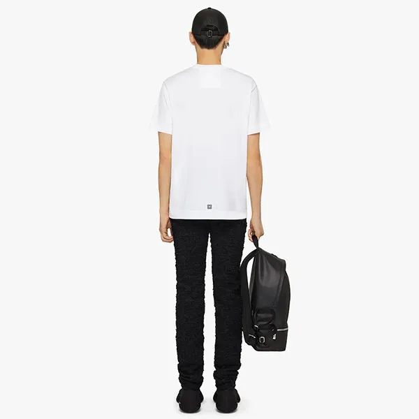 Áo Phông Nam Givenchy College Embroidered Logo Tshirt BM71CW3Y6B 116 Màu Trắng