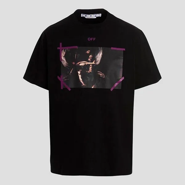 Áo Phông Nam Off-White Black With Caravaghio Mercy Arrow Printed Tshirt OMAA119S23JER001/1036 Màu Đen