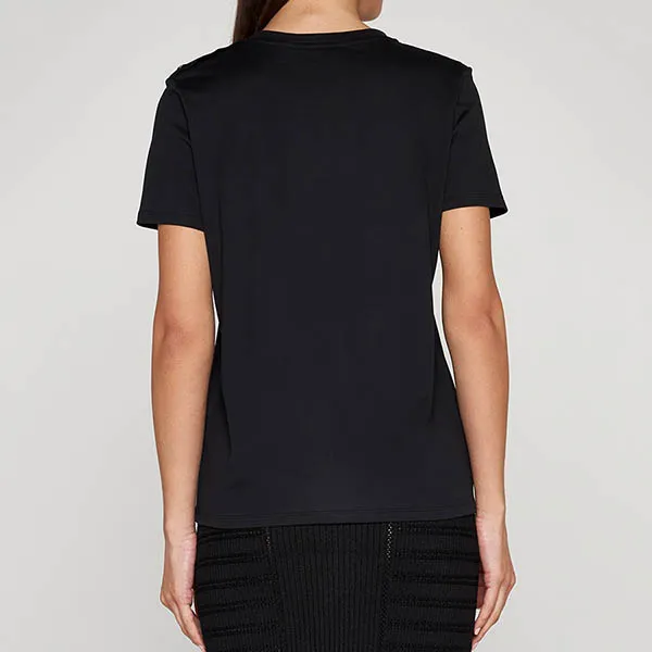 Áo Phông Nữ Balmain Black Three Button Logo Printed Tshirt AF1EF005BB02 EAB Màu Đen - 4