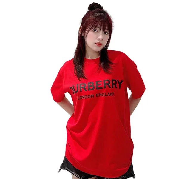 Áo Phông Nữ Burberry Logo Printed Red 80396611003 Tshirt Màu Đỏ - Thời trang - Vua Hàng Hiệu