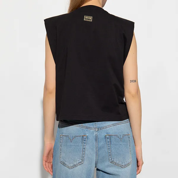 Áo Phông Nữ Versace Jean Coture Black With Necklace Tshirt 74HAHE06 CJ00E 899 Màu Đen
