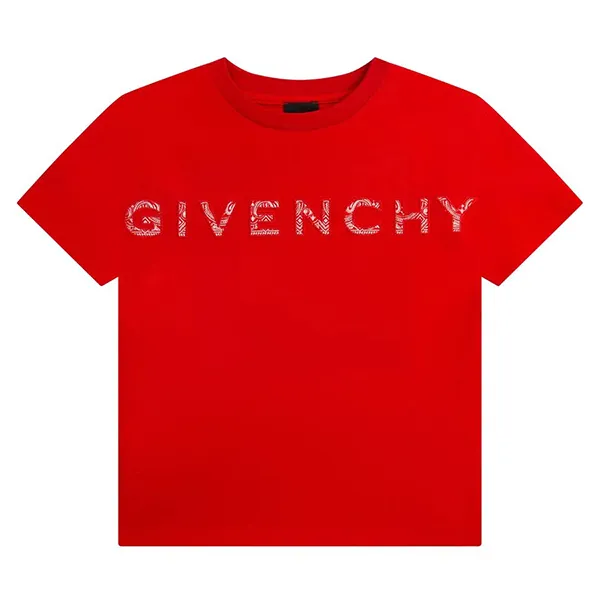 Áo Phông Trẻ Em Givenchy Red With Logo Embroidered Tshirt H25382/991 Màu Đỏ