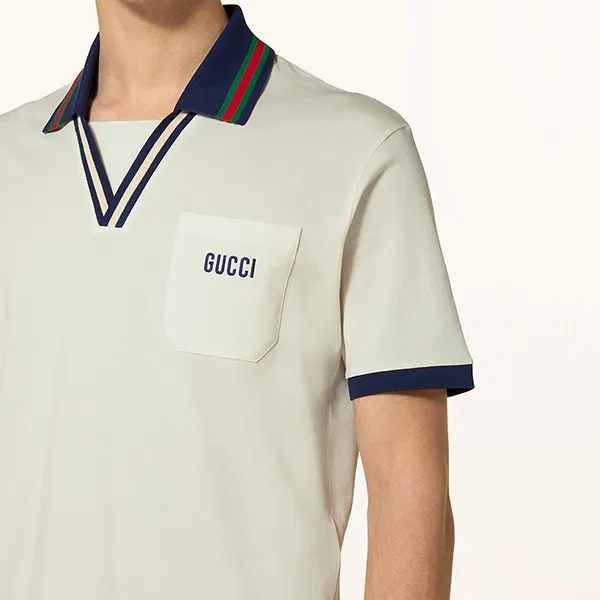 Áo Polo Gucci Cotton Piquet Polo Shirt Màu Trắng