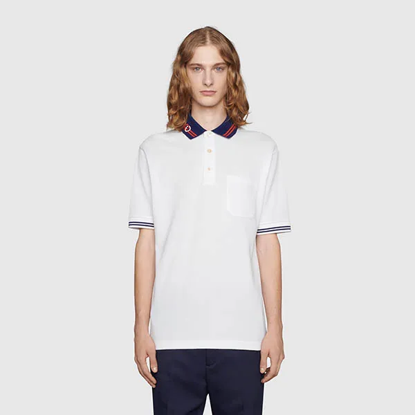 Áo Polo Nam Gucci Cotton Piquet With Interlocking G ‎658067 XJDI2 9692 Màu Trắng Size XS - Thời trang - Vua Hàng Hiệu