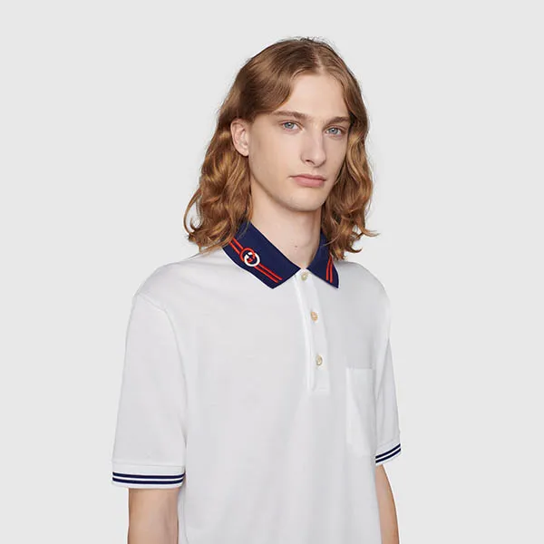 Áo Polo Nam Gucci Cotton Piquet With Interlocking G ‎658067 XJDI2 9692 Màu Trắng Size XS - Thời trang - Vua Hàng Hiệu