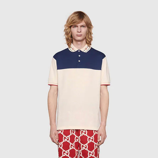 Áo Polo Gucci GG Embroidered Collar 645259 XJC6J 9062 Màu Xanh Be