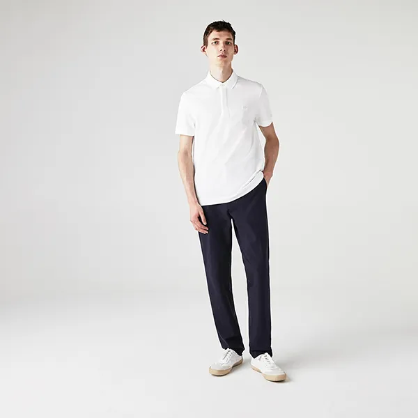 Áo Polo Nam Lacoste Men's Paris Polo Shirt Regular Fit Stretch Cotton Pique PH5522 001 Màu Trắng