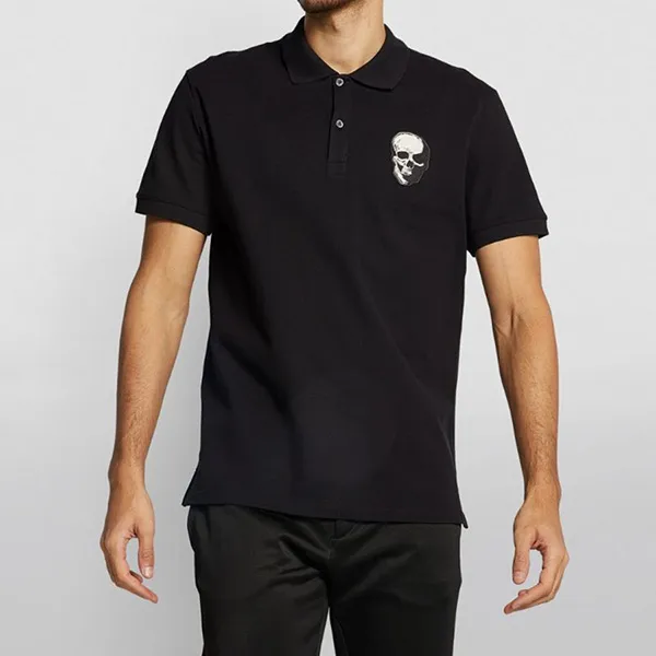 Áo Polo Nam Alexander Mcqueen Cotton Skull Shirt 650418 QQX33 Màu Đen - 1
