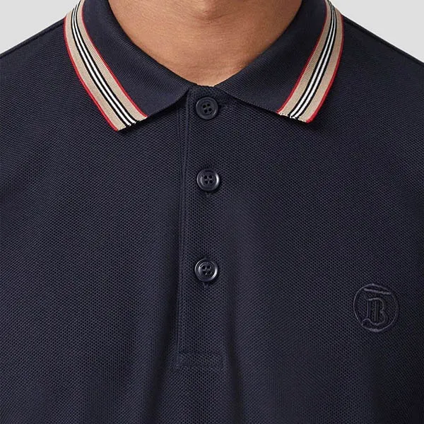 Áo Polo Nam Burberry Icon Stripe Collar Pique' 8056222 Màu Xanh Navy Size XS - Thời trang - Vua Hàng Hiệu