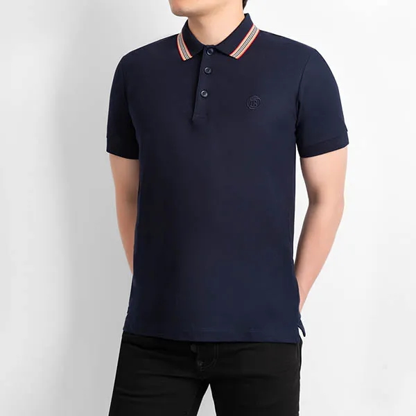 Áo Polo Nam Burberry Icon Stripe Collar Pique' 8056222 Màu Xanh Navy Size XS - Thời trang - Vua Hàng Hiệu