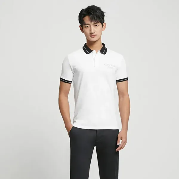 Áo Polo Nam Calvin Klein CK Logo Slim-Fit CK-J323249-YAF Màu Trắng