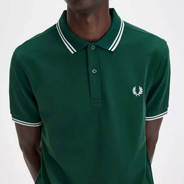 Áo Polo Nam Fred Perry Men's Twin Tipped Shirt in Ivy Green / Snow White Màu Xanh Lá - Thời trang - Vua Hàng Hiệu