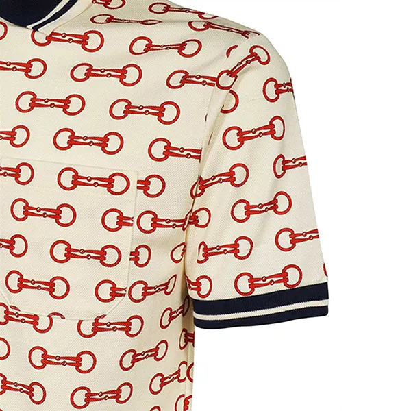 Áo Polo Nam Gucci GG Horsebit Print Cotton Shirt Màu Kem Họa Tiết - Thời trang - Vua Hàng Hiệu