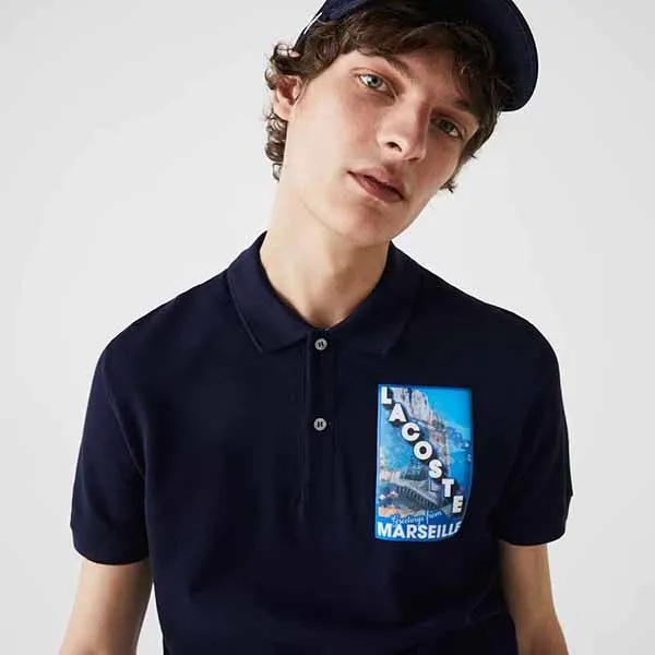 Áo Polo Nam Lacoste Men's Badge-Embellished Cotton Polo PH9727-51G-166 Màu Xanh Navy Size L