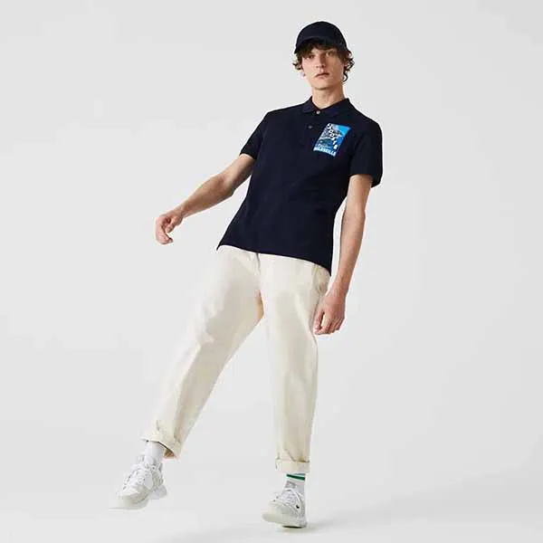 Áo Polo Nam Lacoste Men's Badge-Embellished Cotton Polo PH9727-51G-166 Màu Xanh Navy Size S