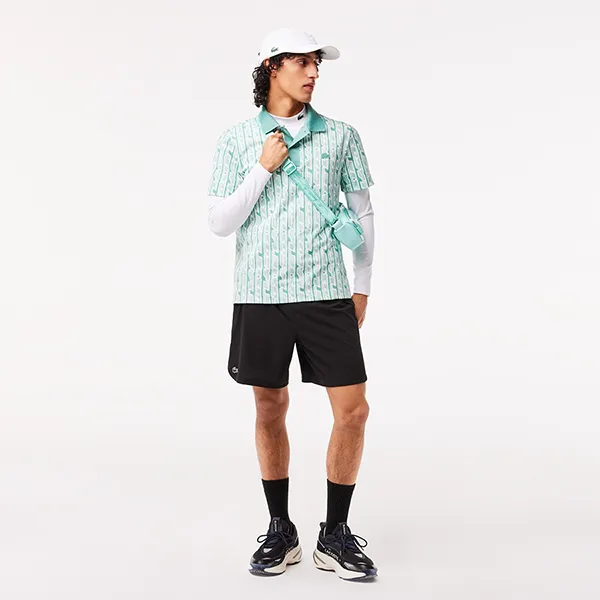 Áo Polo Nam Lacoste Movement Two-Tone Printed PH5655 51 CR5 Màu Xanh Lục Size 5