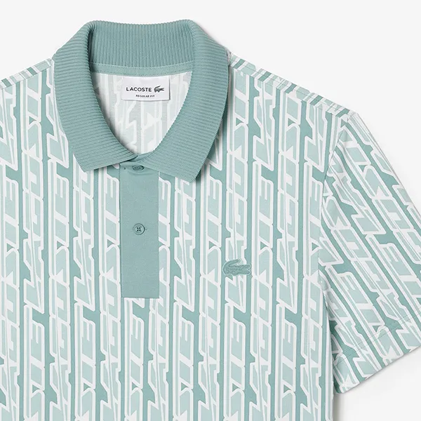 Áo Polo Nam Lacoste Movement Two-Tone Printed PH5655 51 CR5 Màu Xanh Lục Size 5