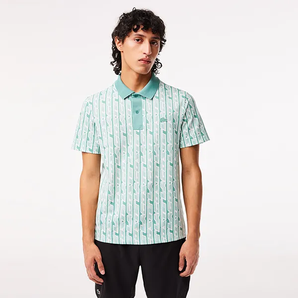 Áo Polo Nam Lacoste Movement Two-Tone Printed PH5655 51 CR5 Màu Xanh Lục Size 5