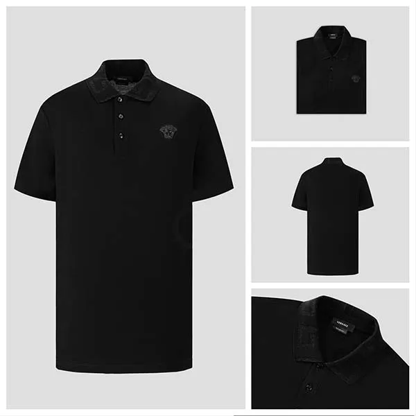 Áo Polo Nam Versace Medusa Black Greek Collar 1A06199 A87402 2B200 Màu Đen