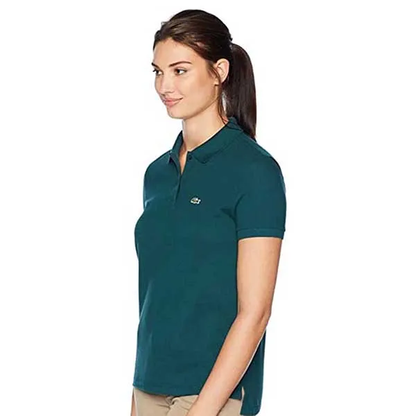 Áo Polo Nữ Lacoste Short Pique Regular Fit PF7839 51 Z3T Màu Xanh Cổ Vịt Size 36