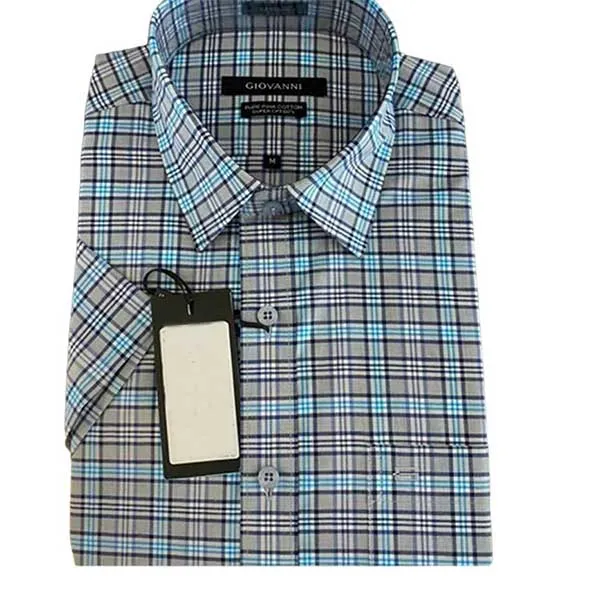 Áo Sơ Mi Cộc Tay Giovanni GSS01-016NN Kẻ Ca Rô Màu Xanh Size M - Thời trang - Vua Hàng Hiệu