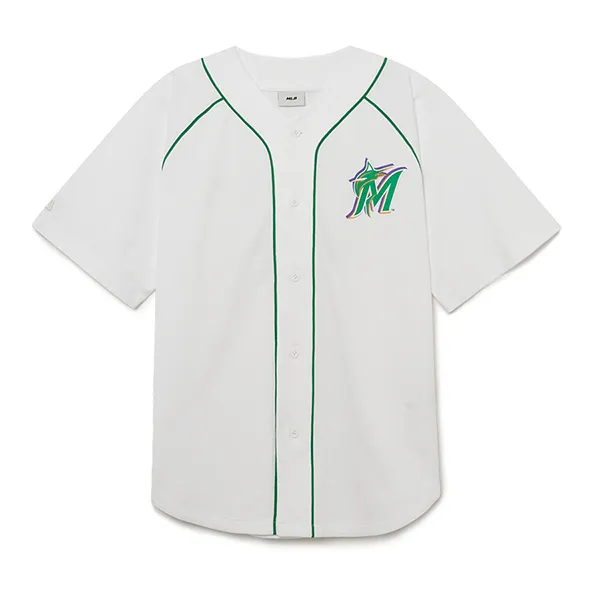 Áo Sơ Mi MLB Sunny Beach Miami Marlins 3ABSR0133-05WHS Màu Trắng - Thời trang - Vua Hàng Hiệu