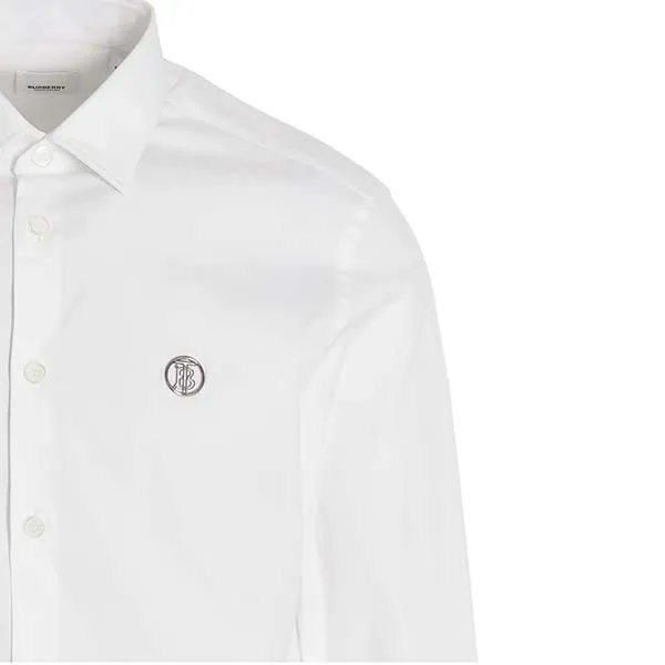 Áo Sơ Mi Nam Burberry Stanhill Logo Embroidered Shirt Màu Trắng - 3