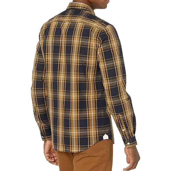 Áo Sơ Mi Nam Lacoste Men's Slim Fit Checkered Stretch Cotton Poplin Shirt CH5238 51 Màu Vàng Size 40