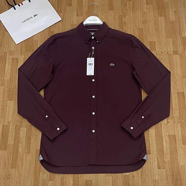 Áo Sơ Mi Nam Lacoste Men's Slim Fit Stretch Cotton Poplin Shirt CH5816-51 Màu Đỏ Size 40 - 1