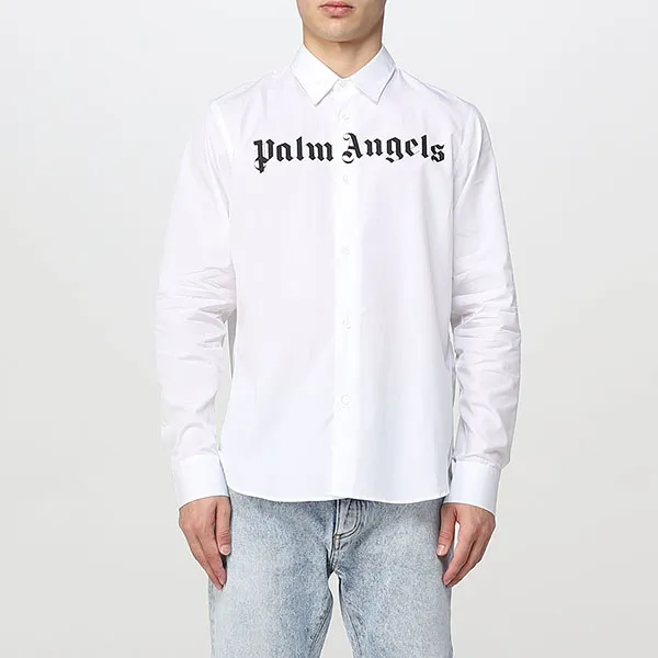 Áo Sơ Mi Nam Palm Angels White With Logo Printed PMGA099C99FAB001 Màu Trắng