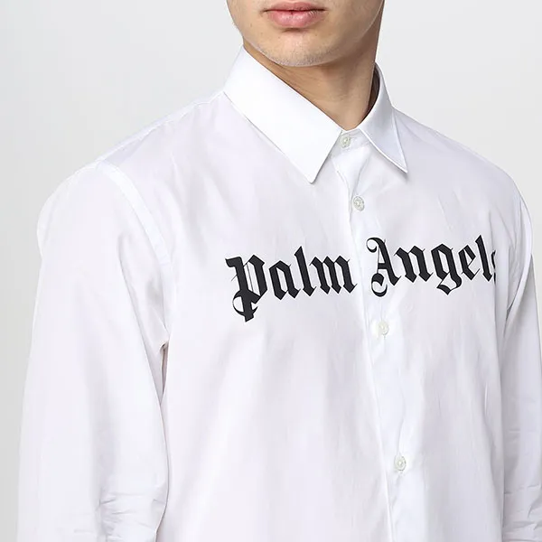 Áo Sơ Mi Nam Palm Angels White With Logo Printed PMGA099C99FAB001 Màu Trắng