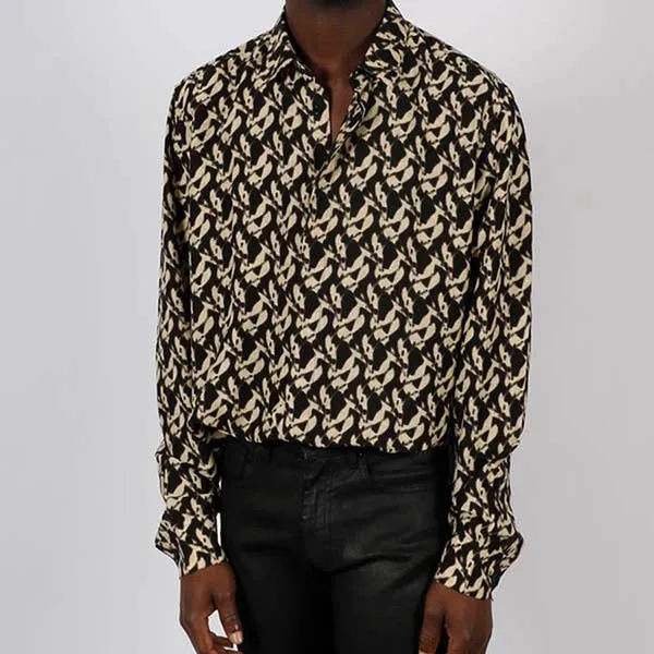 Áo Sơ Mi Nam Saint Laurent Yves YSL Collar Classic Shirt Men Đen Vàng - Thời trang - Vua Hàng Hiệu