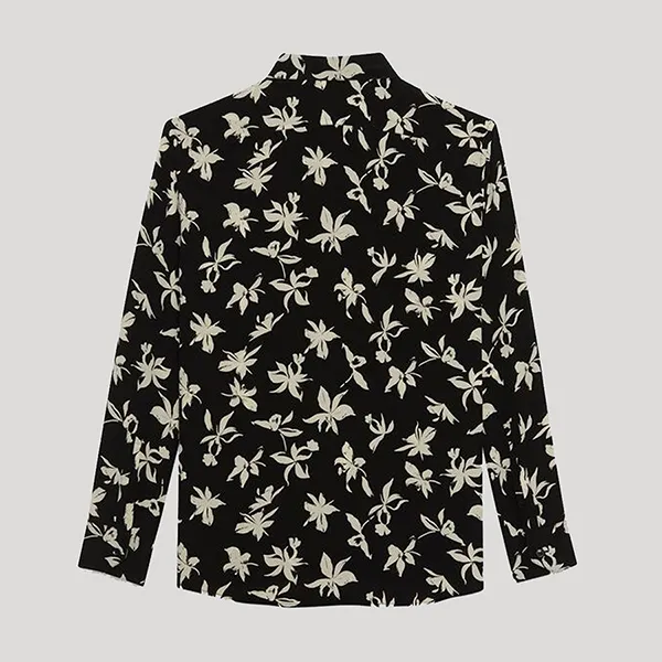 Áo Sơ Mi Nam Saint Laurent Yves YSL Floral Print Silk Shirt Màu Đen