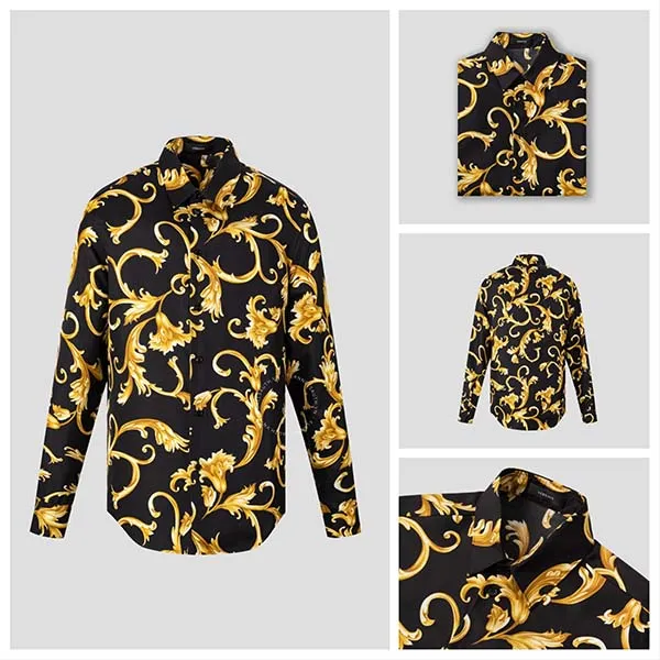 Áo Sơ Mi Nam Versace Black Logo Baroque Printed 1005026 1F01636 5B090 Màu Đen