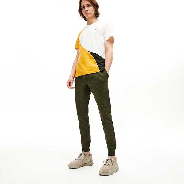 Áo Thun Nam Lacoste Asymmetric Color Blocking Kanoko T-Shirt TH8551 10 3JT Màu Trắng Vàng Size XS - 1