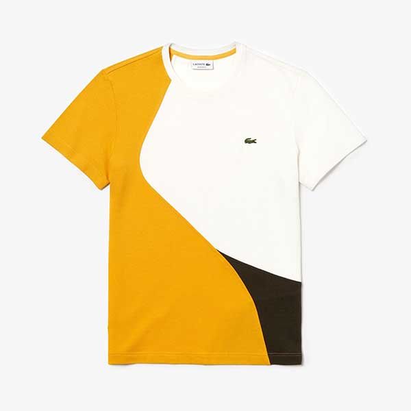 Áo Thun Nam Lacoste Asymmetric Color Blocking Kanoko T-Shirt TH8551 10 3JT Màu Trắng Vàng Size XS - 3