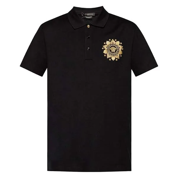 Áo Polo Nam Versace Black Logo Medusa Embroidered A85111 A231240 A2003 Màu Đen
