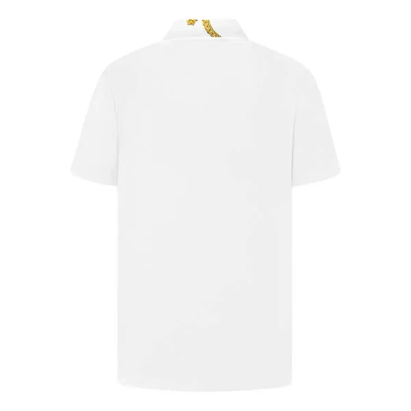Áo Polo Nam Versace White With Logo Baroque Collar Printed A89505S 1A07325 2W110 Màu Trắng