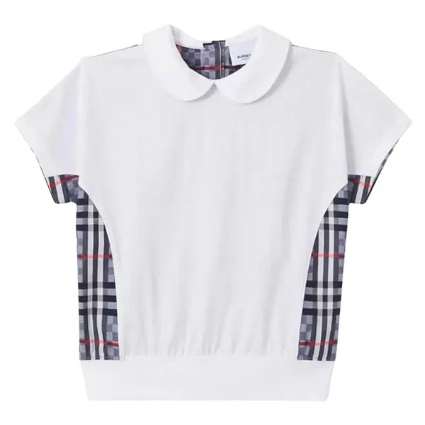 Áo Thun Nữ Burberry Checkerboard Panel Cotton 80514241 Màu Trắng