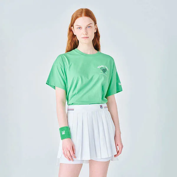 Áo Thun Nữ Fila Lady Tennis Life Pintuck Cropped T-shirt FS2RSF2363F-AGR Màu Xanh Green