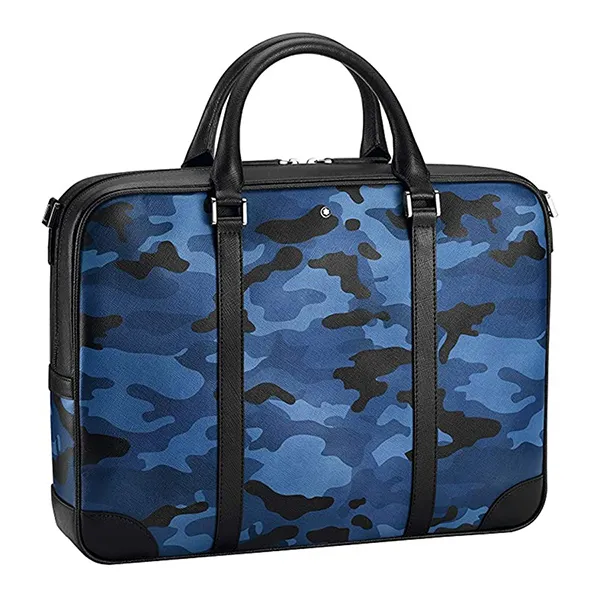 Cặp Montblanc Leather Goods Sartorial Document Case Small Camouflage Blue ID 118668 Màu Xanh Blue - Túi xách - Vua Hàng Hiệu