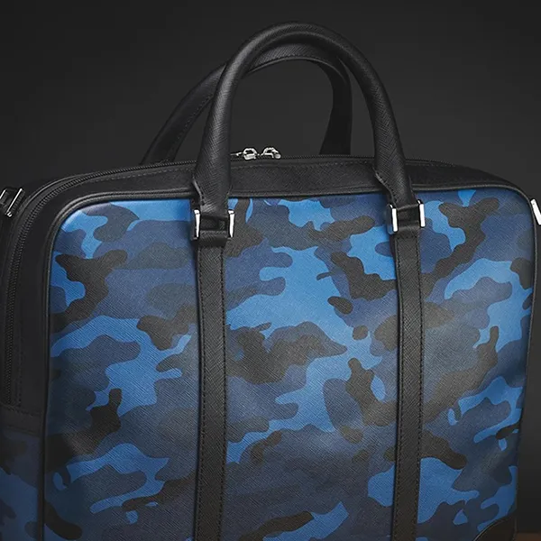 Cặp Montblanc Leather Goods Sartorial Document Case Small Camouflage Blue ID 118668 Màu Xanh Blue - Túi xách - Vua Hàng Hiệu