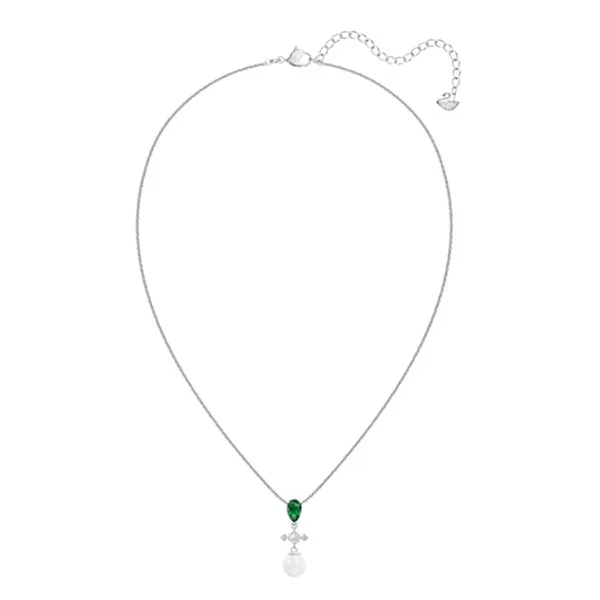 Dây Chuyền Nữ Swarovski Perfection Necklace Green Rhodium Plated 5493103 Màu Xanh Bạc