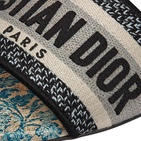 Dép Dior Dway Slide Gold Tone Embroidered Màu Xanh Blue - Dép - Vua Hàng Hiệu