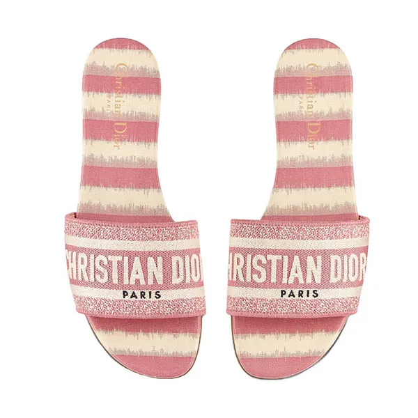 Dép Dior Dway Slide Pink Embroidered Màu Hồng - Dép - Vua Hàng Hiệu