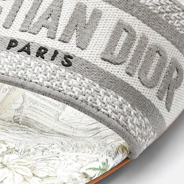 Dép Dior Dway Slide White And Gray Cotton With Rêve D'Infini Embroidery KCQ209RIY_S47W Màu Xám