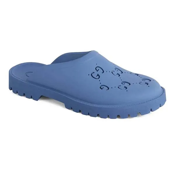 Dép Nam Gucci GG Elea Perforated Mule Blouffer Washed Indigo Màu Xanh Blue Size 39 - Dép - Vua Hàng Hiệu